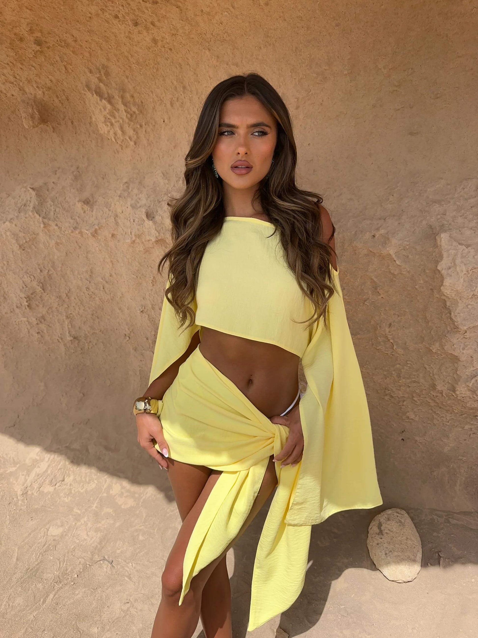 Yellow Sarong Set Front View