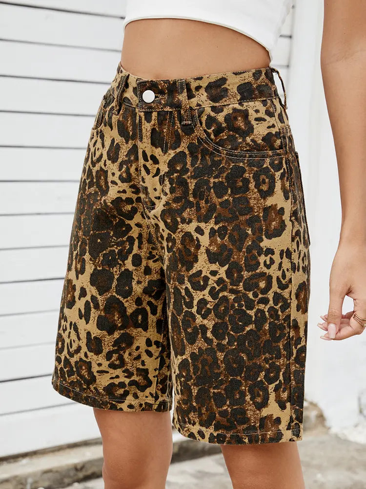 Back view of leopard shorts