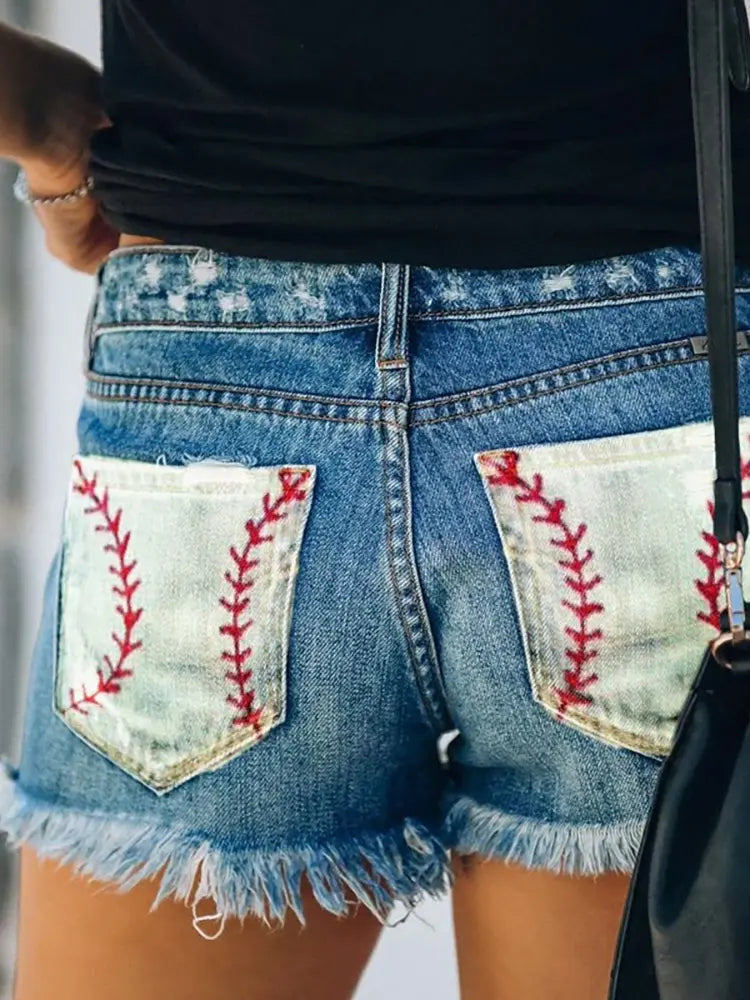 Ripped Denim Shorts Back View
