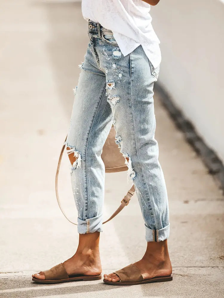 Fianna Cropped Distressed Jeans Back View