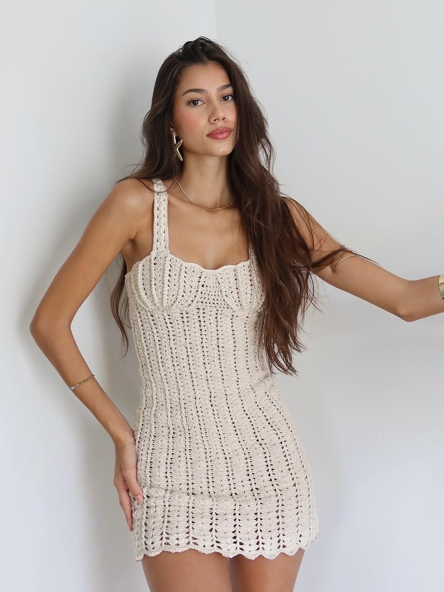 Crochet Knit Mini Dress Side View