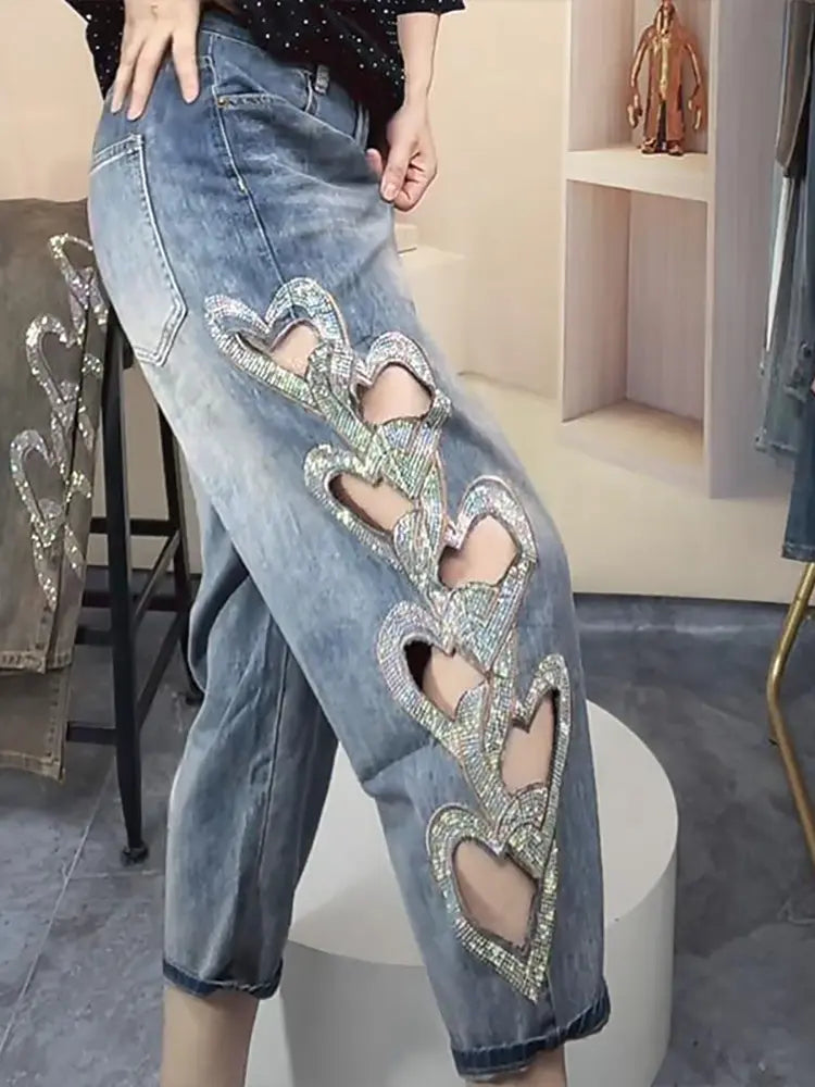 Ensley Heart Cutout Jeans Front View