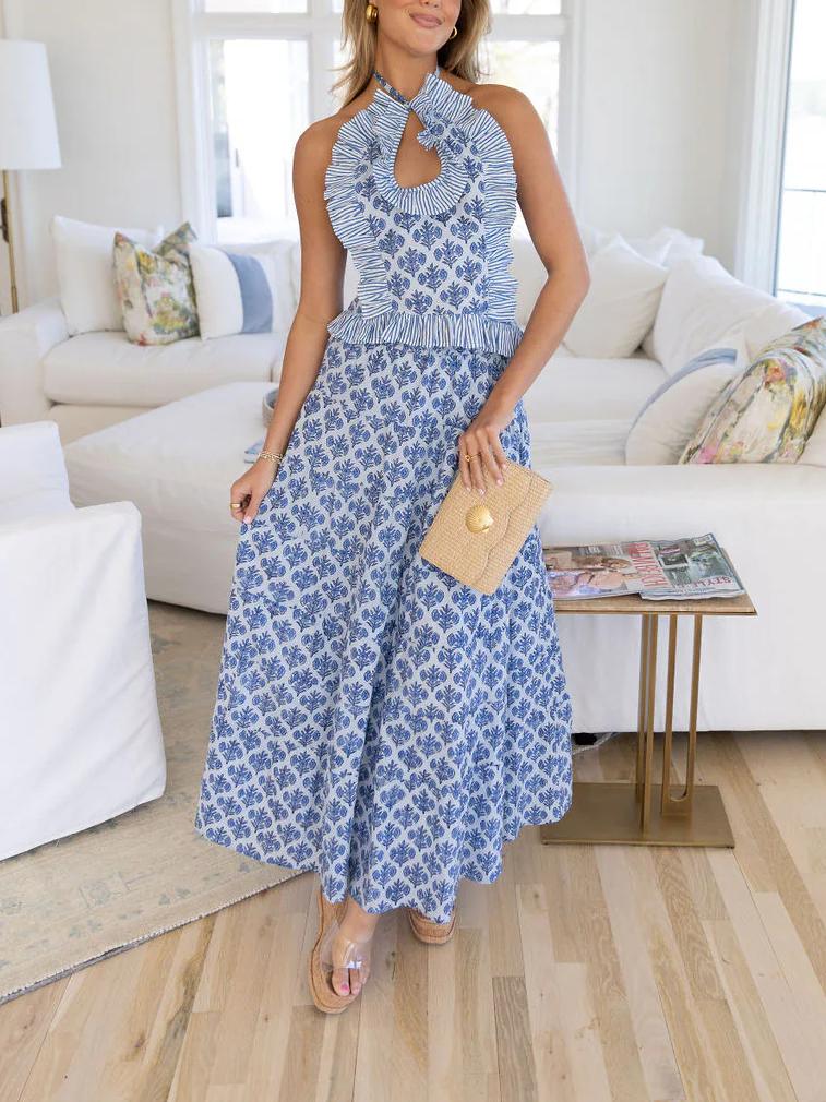Halterneck Skirt Set Front View