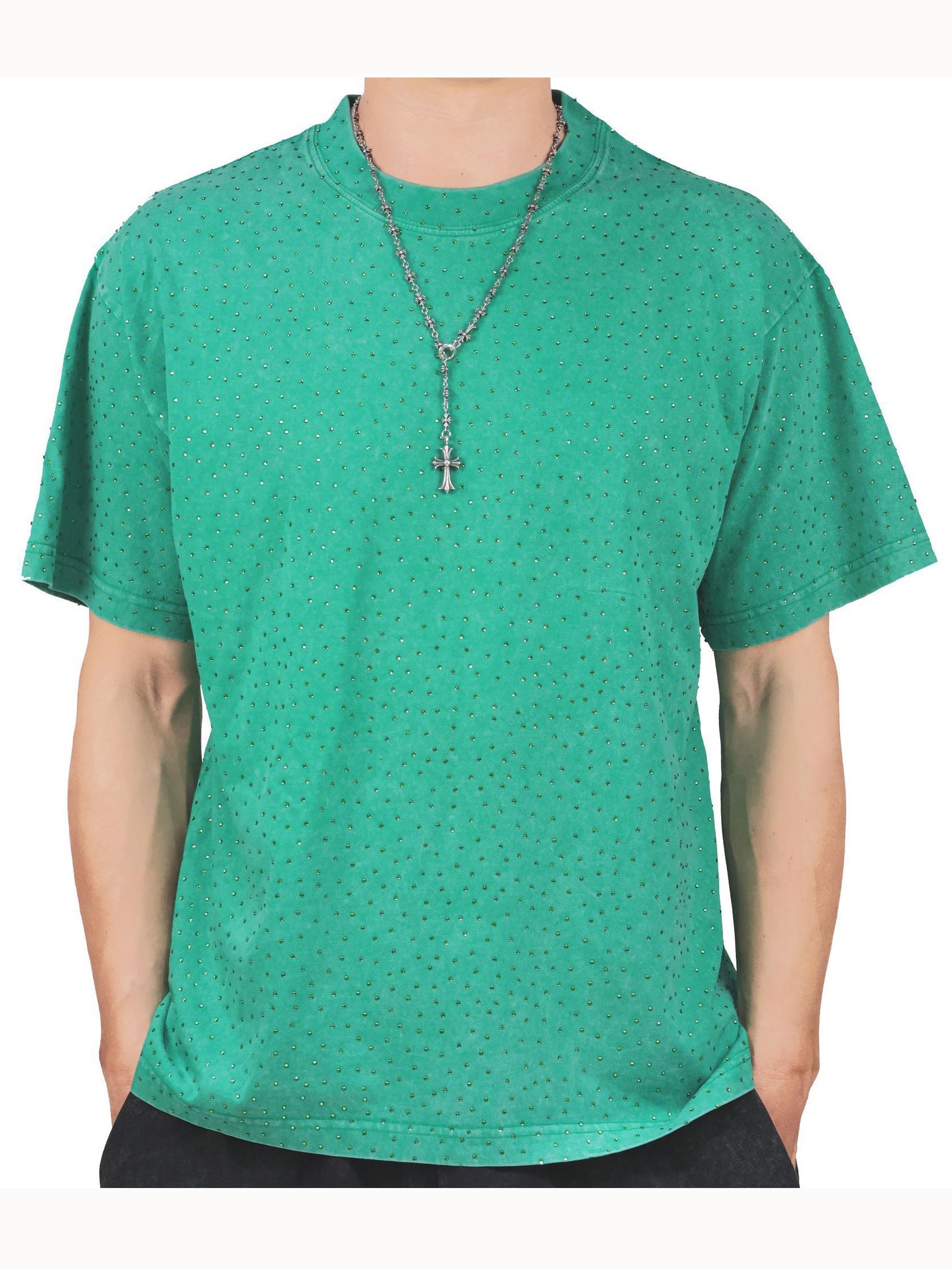 Green Rhinestone T-Shirt Front View